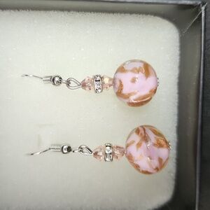 Authentic Murano Glass Dangle Earrings - Murano Glass Hand Made In Italy